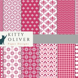 Pack de papier rose framboise, téléchargement de papier numérique imprimable pour scrapbooking, fabrication de cartes, fabrication de papier, 12x12, 300 dpi