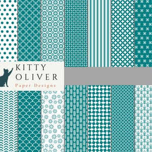 Teal Basic Muster Wertpapier Pack | Druckbare digitale Papier Download, Scrapbooking, Kartenherstellung, Papier Handwerk 12x12, 300 DPI