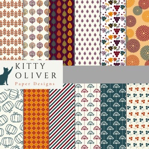 Herbst Muster in satten Herbst Farben, druckbare digitale Papier Download für Scrapbooking, Karten machen, Papier Basteln, 12x12, 300 dpi