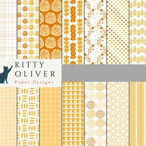 Unique Patterns in 5 Shades of Yellow, Printable Digital Paper Download for Scrapbooking, Card Making, Paper Crafting, 12x12, 300 dpi