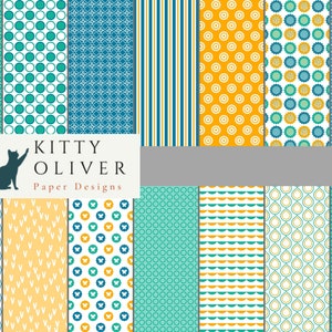 Blue, Green, and Orange Paper Pack | Printable Digital Paper Download for Scrapbooking, Card Making, Paper Crafting, 12x12, 300 DPI