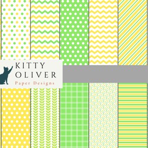Weiches Grünes und Gelbes Papier Pack | Druckbare digitale Papier Download, Scrapbooking, Kartenherstellung, Papier Handwerk 12x12, 300 DPI