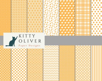 Medium Orange Geometric Digital Paper Pack | Printable Digital Paper Download | Digital Scrapbook Paper | 12x12