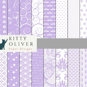 Elegante Lavendel-Hochzeits-Papier-Packung | Druckbares digitales Papier für Scrapbooking, Kartenherstellung, Einladungen, Papierbasteln, 12x12, 300 dpi