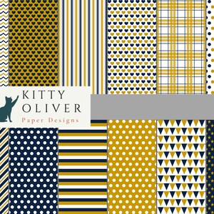 Blaues und Goldenes College Paper Pack | Druckbares digitales Papier Download, Scrapbooking, Kartenherstellung, Papier basteln 12x12, 300 DPI