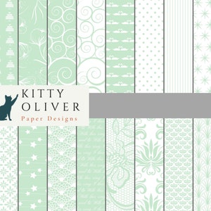 Elegantes Minzgrünes Hochzeitspapier | Druckbares digitales Papier für Scrapbooking, Kartenherstellung, Einladungen, Papierbasteln, 12x12, 300 dpi