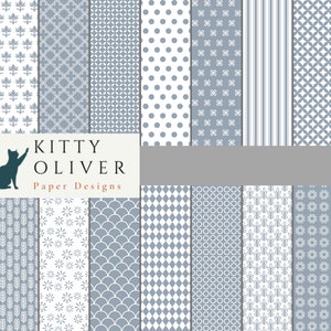Dusty Blue Basic Patterns Value Paper Pack / Descarga de papel digital imprimible, Scrapbooking, Fabricación de tarjetas, Artesanía en papel 12x12, 300 DPI