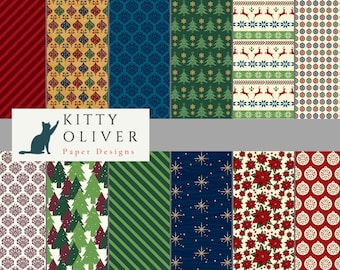 Cozy, Rustic Christmas Paper Pack, Printable Digital Paper Download for ...