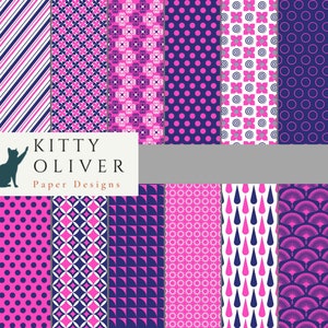 Navy Blue and Hot Pink Digital Paper Pack | Printable Digital Paper Download for Scrapbooking, Card Making, Paper Crafts, 12x12, 300 DPI
