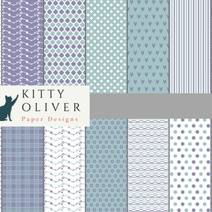 Pack de papier amusant, frais, lilas et menthe | Téléchargement de papier numérique imprimable, Scrapbooking, Fabrication de cartes, Artisanat en papier 12x12, 300 DPI