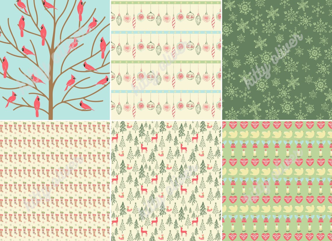 Cozy, Rustic Christmas Paper Pack, Printable Digital Paper Download for