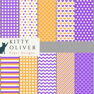 Pack de papier coloré violet et orange | Téléchargement de papier numérique imprimable, Scrapbooking, Fabrication de cartes, Artisanat en papier 12x12, 300 DPI
