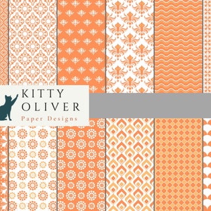 Mango Orange Paper Pack, Printable Digital Paper Download voor Scrapbooking, Card Making, Paper Crafting, 12x12, 300 dpi