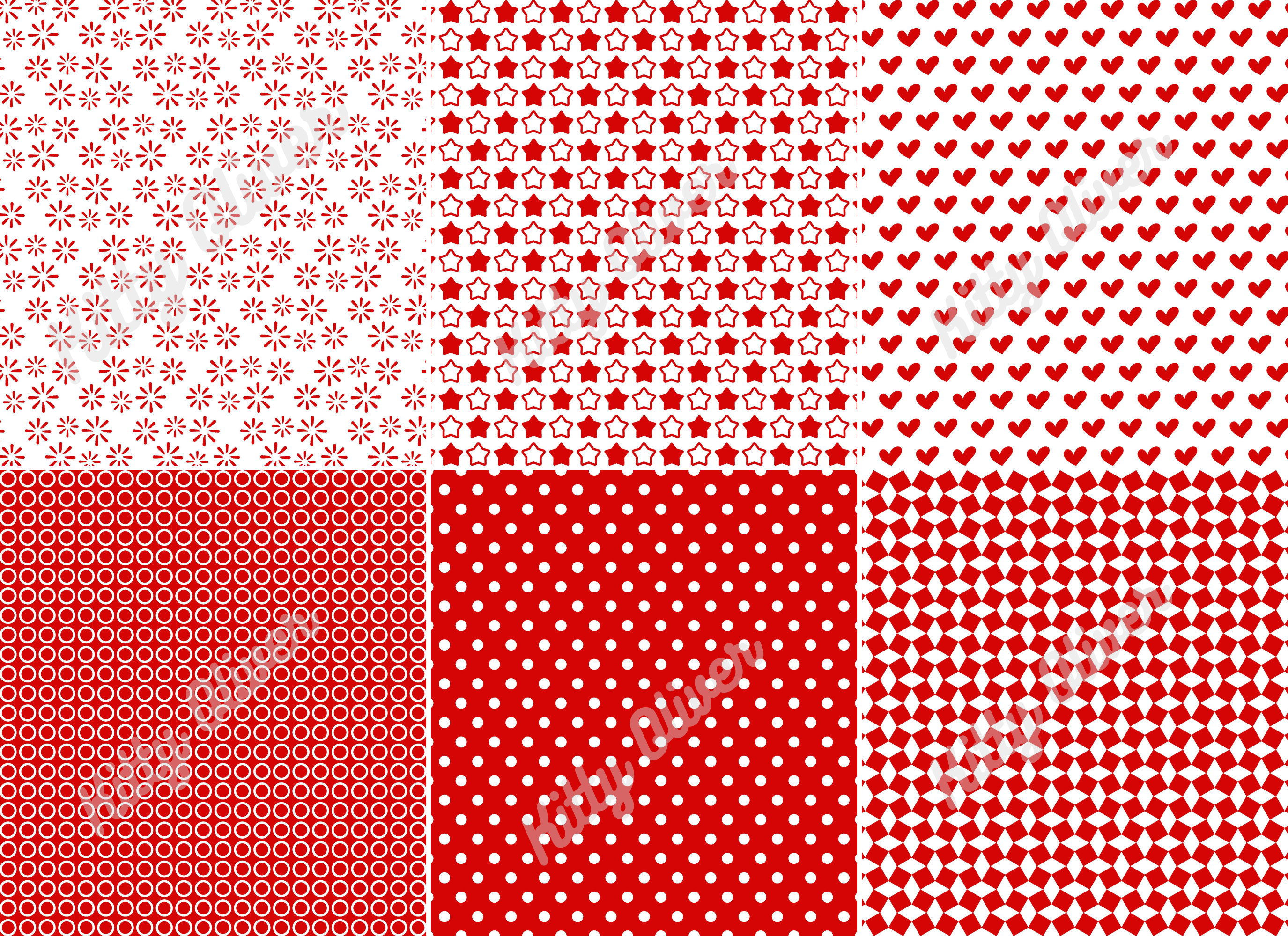 Classic Red Basic Patterns Paper Pack | Printable Digital Paper ...