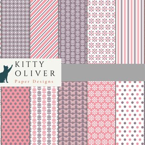Dusty Lila und Rosa Blumen und Schmetterlinge Paper Pack | Digital Paper Download, Scrapbooking, Kartenherstellung, Basteln, 12x12, 300 DPI