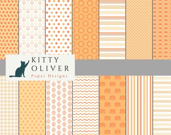 Pretty Peach Geometric Patterns Paper Pack | Printable Digital Paper Download, Scrapbooking, Card Making, Crafts, 12x12, 300 DPI