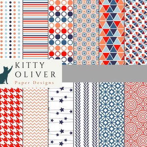 Orange und Blau Muster, druckbares digitales Papier für Scrapbooking, Kartenherstellung, Papierherstellung, 12x12, 300 dpi