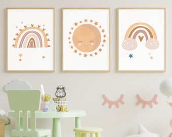 Boho kinderkamer kunstafdrukken, kinderkamer kunstprints, Boho kinderkamer muur, Boho kinderkamer print, kinderkamer decor, neutrale kinderkamer ideeën
