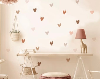 Pink Hearts Boho Nursery Wall Decal Stickers