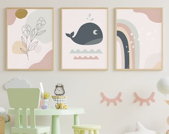 Boho neutrale kinderkamer print, salie groene kinderkamer, Boho kinderkamer muur, Boho kinderkamer print, genderneutraal decor, neutrale kinderkamerideeën