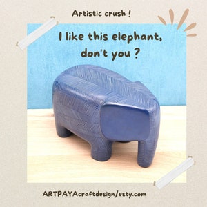 Blue elephant in engraved Kisii stone