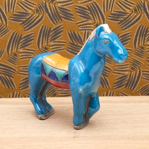 The horses in colours -  Painted raku naive style