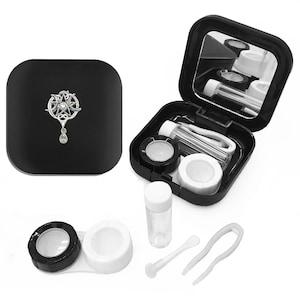 Estuche para lentes de contacto con pentagrama. Kit de viaje para remojo de brujas de Halloween. Contenedor para el cuidado de la vista con brujería. Regalo de cumpleaños de la Diosa de la Triple Luna.
