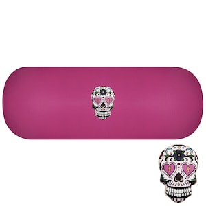 Estuche rígido para gafas con forma de calavera de azúcar y llave de corazón. Estuche para gafas del Día de Muertos. Estuche para gafas de lectura de Halloween. Estuche para gafas de sol Summerween.