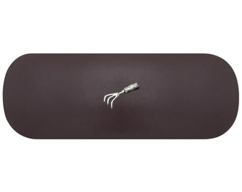 Estuche rígido para gafas de cultivador de jardín. Estuche para gafas con rastrillo de mano. Estuche para gafas de lectura con cobertizo de herramientas de jardinero. Estuche para gafas de sol con tenedor de jardinería