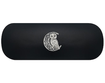 Estuche rígido para gafas Viking Owl. Estuche para gafas de luna creciente de Halloween. Estuche para anteojos de lectura de búho granero. Estuche de gafas de sol de pentagrama gótico.