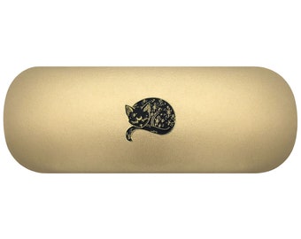 Black Cat Hard Glasses Case. Lucky Black Cat Lover Spectacle Case. Kitten Cat Lady Reading Eyeglasses Case. Halloween Witch Sunglasses Case