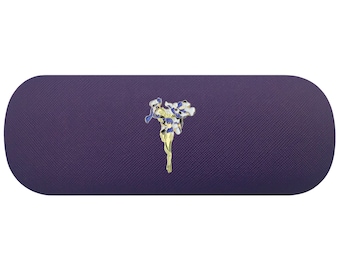 Purple Flower Bouquet Hard Glasses Case. Lavender Floral Spectacle Case. Wildflower Reading Eyeglasses Case. Violet Iris Sunglasses Case