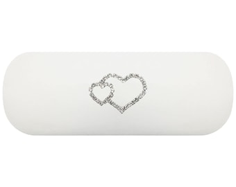 Diamante Hearts Entwined Hard Glasses Case. Rhinestone Hearts Spectacle Case. Valentine Reading Eyeglasses Case. Eternal Love Birthday Gift