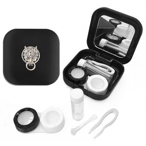 Custodia per lenti a contatto lupo mannaro. Kit da viaggio per ammollo di Halloween Beast. Contenitore portatile per riporre mostri horror. Regalo di compleanno a forma di batacchio per porta lupo
