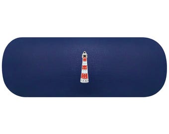 Estuche rígido para gafas con diseño de faro. Estuche para gafas playeras. Estuche náutico para gafas de lectura. Estuche playero para gafas de sol. Estuche marino para lentes de contacto.
