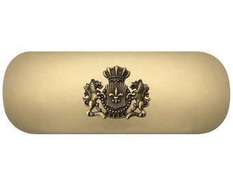 Two Lions Coat Of Arms Hard Glasses Case. Royal Shield Spectacle Case. Military Reading Eyeglasses Case. Family Crest Sunglasses Case Gift