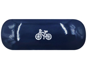 Bicycle Hard Glasses Case. Cycling Spectacle Case. Silver Bike Reading Eyeglasses Case. Bicycling Sunglasses Case. Cyclist Birthday Gift