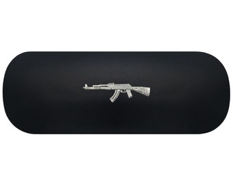 Military Rifle Hard Glasses Case. Automatic Weapon Spectacle Case. First Person Shooter Game Reading Eyeglasses Case. AK-47 Sunglasses Case.