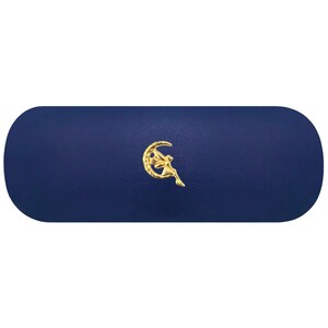 Étui à lunettes rigide doré Pixie assis sur la lune. Étui à lunettes Garden Fairy. Étui à lunettes de lecture en croissant de lune. Étui à lunettes de soleil Angel.