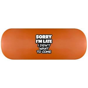 Entschuldigung, ich bin zu spät, ich wollte nicht, hartes Brillenetui kommen. Sarkastisches Brillenetui. Humorvolles Lese Brillenetui. Sarkasmus Brillenetui