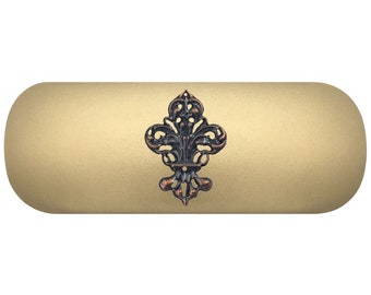 Fleur De Lis Hard Glasses Case. French Lily Spectacle Case. Vintage Floral Reading Eyeglasses Case. Medieval Sunglasses Case Birthday Gift