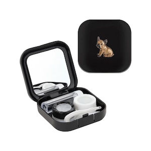 French Bulldog Contact Lens Case. Pug Soaking Travel Kit. Boxer Puppy Portable Storage Container. Dog Vision Care Kit. Boston Terrier Gift