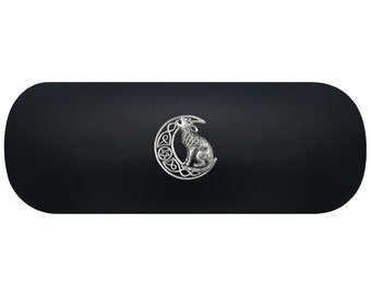 Estuche rígido para gafas Viking Wolf. Estuche para gafas de luna creciente. Estuche para anteojos de lectura Pentagrama. Estuche para gafas de sol de Halloween Regalo de cumpleaños de lobo