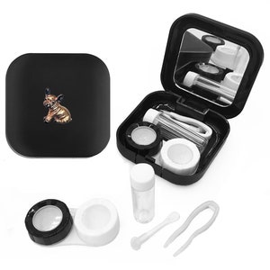Estuche para lentes de contacto de carlino. Kit de viaje para remojo de bulldog. Contenedor portátil para cachorros de bóxer. Kit para el cuidado de la vista de mastín. Regalo de cumpleaños para cane corso.