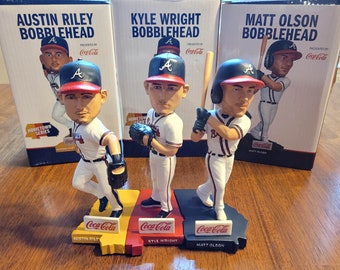 2023 hometown series bobbleheads (Matt Olson, Austin Riley, and Kyle Wright)