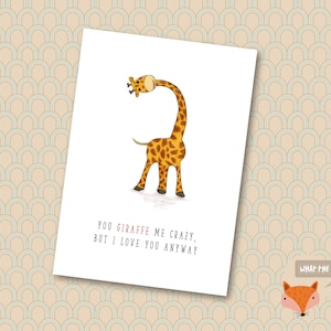Du Giraffe Me Crazy, aber ich liebe dich trotzdem | Jubiläumskarte | Valentinstags-Karte