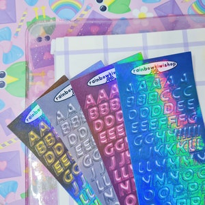 Metallic Letter Alphabet Stickers | for Bullet  Journal, Polcos, Kpop Toploader Deco Sticker - Kawaii Stickers - Holographic 3D Sticker
