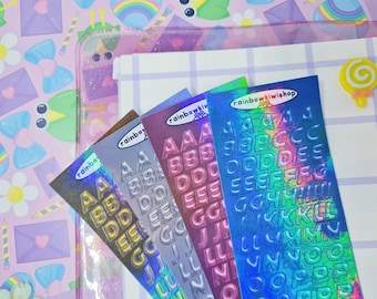 Metallic Letter Alphabet Stickers | for Bullet Journal, Polcos, Kpop Toploader Deco Stickers - Kawaii Stickers - Holographic 3D Stickers