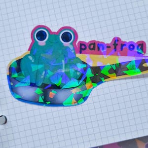 Pan Frog Sticker | Kawaii Stationery, Gay Sticker, Bullet Journal Sticker, Stationary, funny silly frog, Queer Pride, LGBTQIA, pansexual