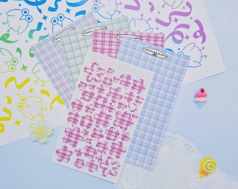 Flower Deco Stickers for Bullet Journal, Kpop Toploader Deco - Kawaii Stickers, Deco Stickers, Polco, Cute, Clover, Kawaii Stationery